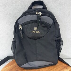 Jeep Mini Backpack Black Nylon Daypack Travel Bag Zippered‎ Compartments Logo